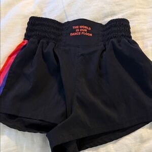 Zumba Fitness Black and Red Athletic Shorts Elastic Waistband